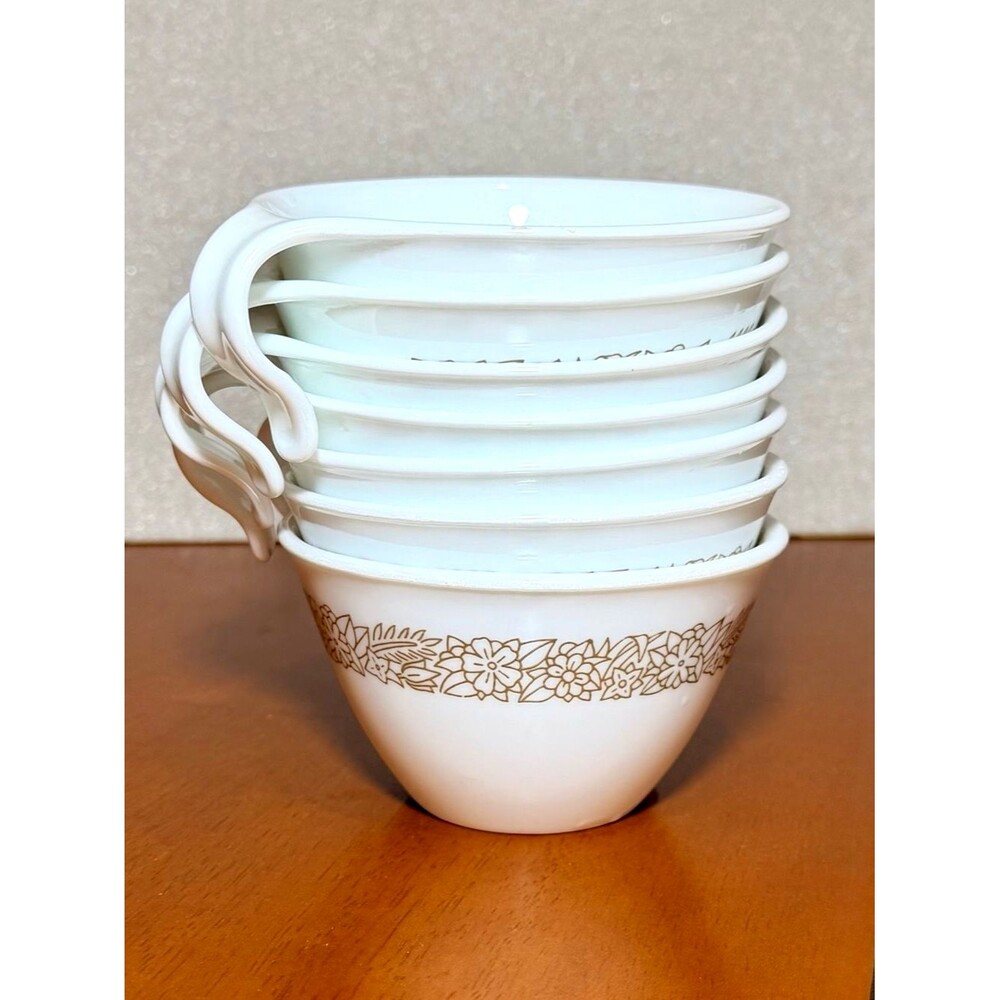 Vintage Corelle Woodland Brown Coffee Cups by CorningWare, Set Of 7